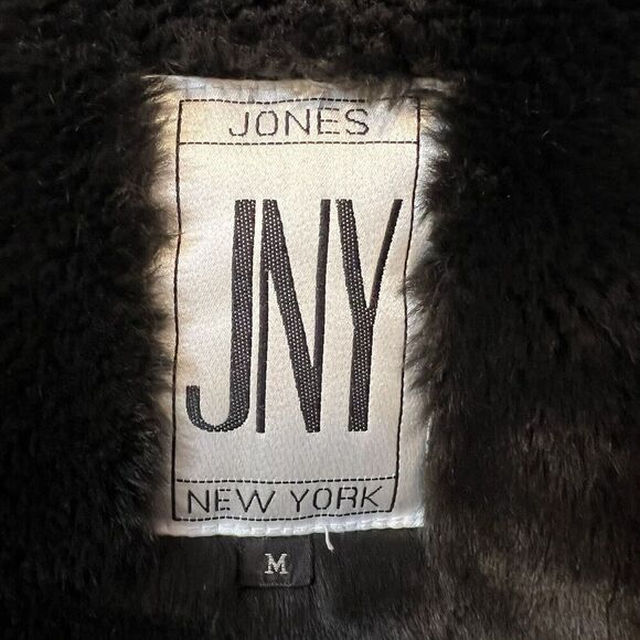 Men's Vintage Suede Faux Fur Lined Jacket Medium Jones New York Sport Bomber - Picture 6 of 8